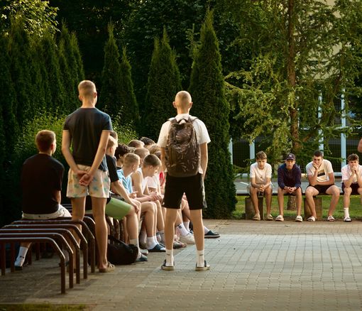 Kids listening to instructors